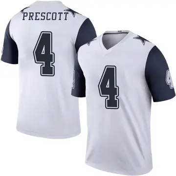 Men's Dak Prescott Dallas Cowboys Legend White Color Rush Jersey