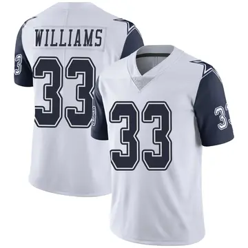 Men's Javonte Williams Dallas Cowboys Limited White Color Rush Vapor Untouchable Jersey