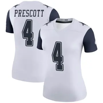 Women's Dak Prescott Dallas Cowboys Legend White Color Rush Jersey