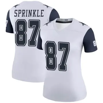 Women's Jeremy Sprinkle Dallas Cowboys Legend White Color Rush Jersey